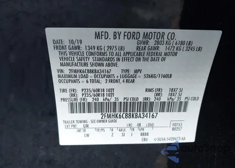 2019 Ford Flex Sel from USA, damaged, VIN 2FMHK6C88KBA34167